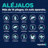Repulso 2026™ Repelente Ultrasónico de Plagas: ahuyenta chinches, cucarachas, roedores y más de 14 plagas